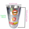 Non Magnetic Pure Stainless Steel Glass 400ml.
