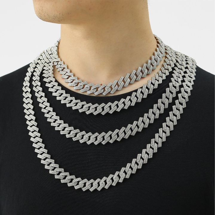 [ New ] Xuan Di Men's Necklace 15mm Exaggerated Diamond Geometric Hipster Hip Hop Ear Accessories Daikin Chain Necklace