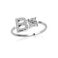 （New）Open Ring Exquiite Adjutable ilver Color Adjutable Alphabet Letter Women Jewelry for Party. 