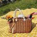 Woven Basket with Handles Fruits Storage Baskets Organizer for Bedroom M.