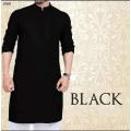 Stylish Semi Long Solid Black Cotton Punjabi For Men  Panjabi New Collection For Boys  Black Panjabi - Panjabi. 