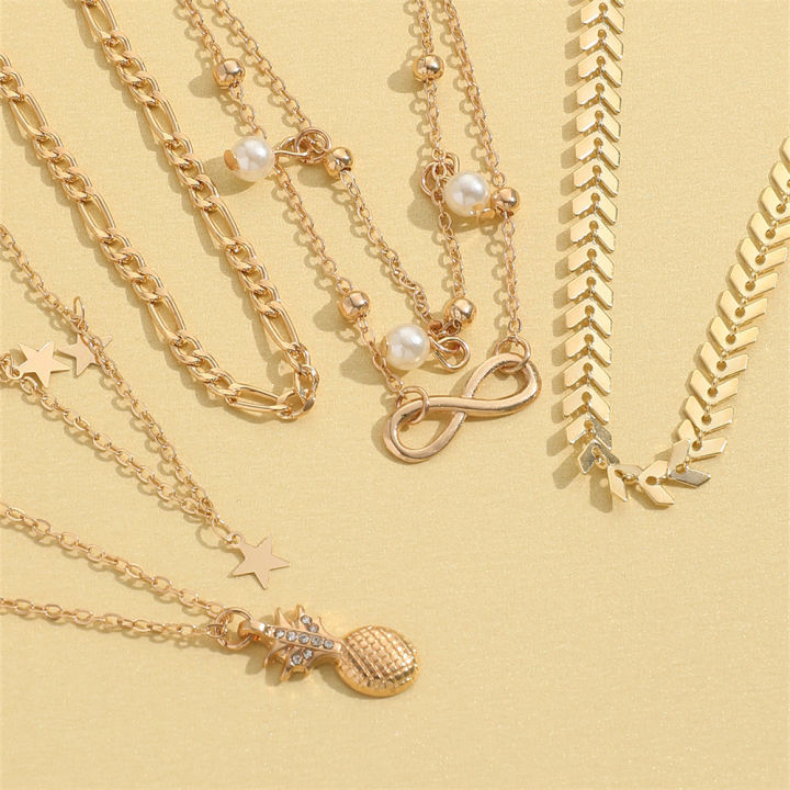 European%20and%20American%20stacking%20style%20fashion%20imitation%20pearl%20set%20anklets%20beach%20style%20star%20tassel%20pineapple%20pendant%20anklets%205%20pieces%20-%20Image%204