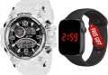 Combo offer , Buy 1 Get 1 , Dailylife Waterproof White Color Digital Watch And Square Led Digital Watch.