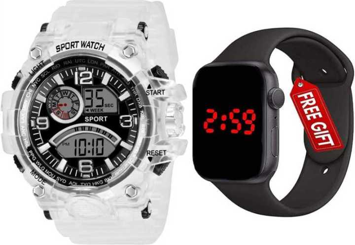 Combo%20offer%20,%20Buy%201%20Get%201%20,%20Dailylife%20Waterproof%20White%20Color%20Digital%20Watch%20And%20Square%20Led%20Digital%20Watch%20-%20Image%202
