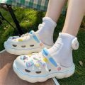 【2025 NEW】 Cute Sanrio Hello Kitty Y2k Shoes Kuromi Cinnamoroll Kawaii Girls Beach Slippers Indoor Outdoor Sandals Diy Accessories.