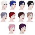 New Cross Head Wrap Chemo Bandana Muslim Cap Women Solid Color Bohemian Stretchy Turban Hat Multifunctional Scarf Hijab Caps. 