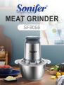 Sonifer SF-8058 kitchen 300w copper motor 1.8 liter stainless steel bowl small electric meat grinder chopper. 