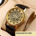 WRM10 - PU Leather Wrist Watch For Men - Brown. 