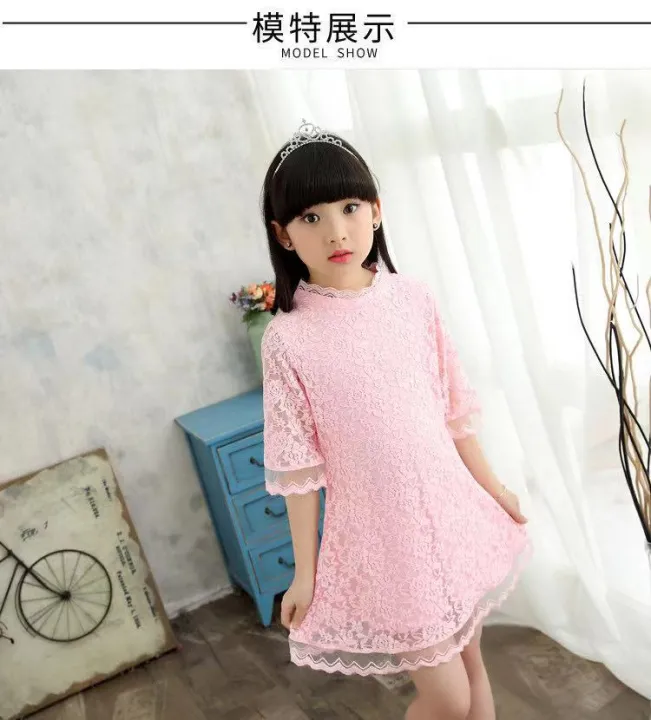 Little%20Girl%20Flower%20Lace%20Princess%20Dress%202y%20to%207y%20round%20neck%20high%20neck%20Kids%20Summer%20Sweet%20Sleeveless%20Dress%20-%20Image%203