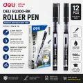 Deli EQ300BK Rollerball Pen Black Ink 0.5mm 12 Pcs Pack Smooth Writing Pen for Office & School. 