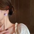Sterling Silver Needle Purple Crystal Vintage Flower Earrings for Women 2024 New Special-Interest Design Noble Graceful Earrings. 