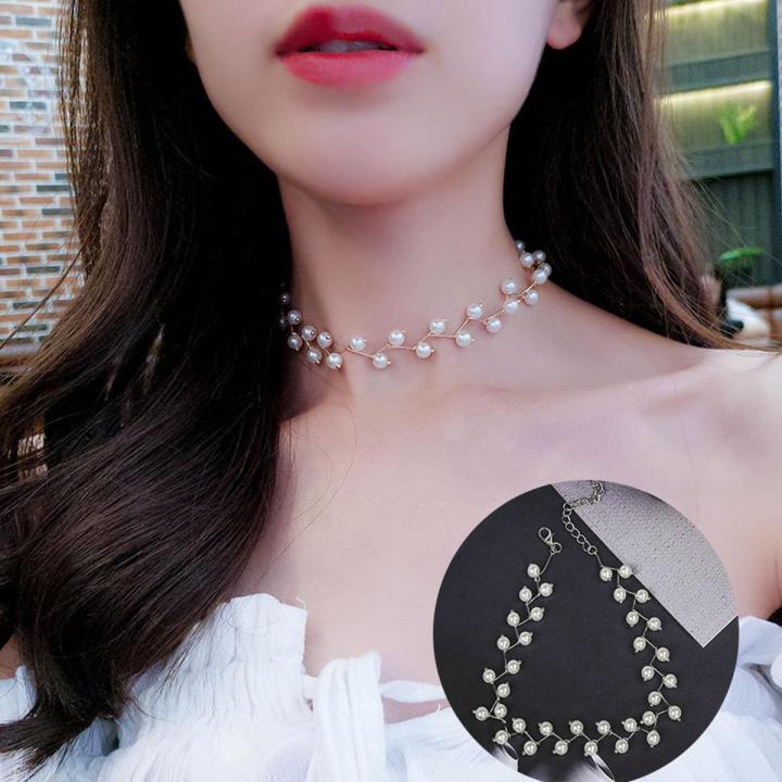 Pearl clavicle chain female Choker neck with simple short section