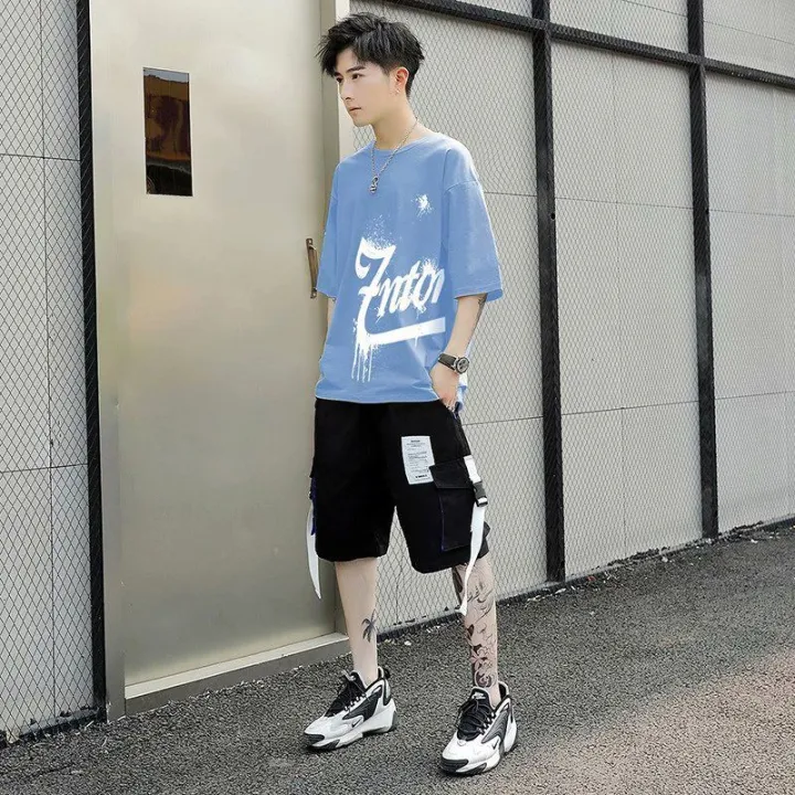 Boys%20Suit%20Summer%20Trendy%20Loose%20Korean%20Style%20Short%20SleeveTT-shirt%20Men's%20Trousers%20Sports%20Suit%20Handsome%20Shorts%20Set%20-%20Image%206