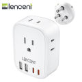 LENCENT US to India Power Plug Adapter, Indian Travel Adaptor with 4 Outlets, 4 USB Charger(2 USB C), Type D Plug Converter for USA to India Nepal Bangladesh Maldives Pakistan, Safe Grounded. 