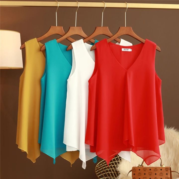 women's chiffon sleeveless tops