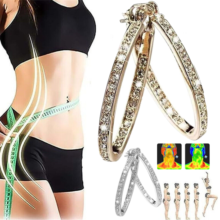 Hypoallergenic Lymphatic activity earrings Elegant -plated Lightweight Slimming hoop earrings Sterling  Adjustable size Lymphatic drainage hoop earrings for Fitness enthusiasts Yoga practitioners