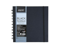 Papertree Black Sketchbook, Wiro Bound, Size 6" x 6" Inches, 200GSM (40 Sheets) 80 Pages.