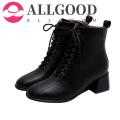 women Ankle boots PU Leather 35-39 feet length boots for women Round Toe Chelsea boots high heel boots AB784. 