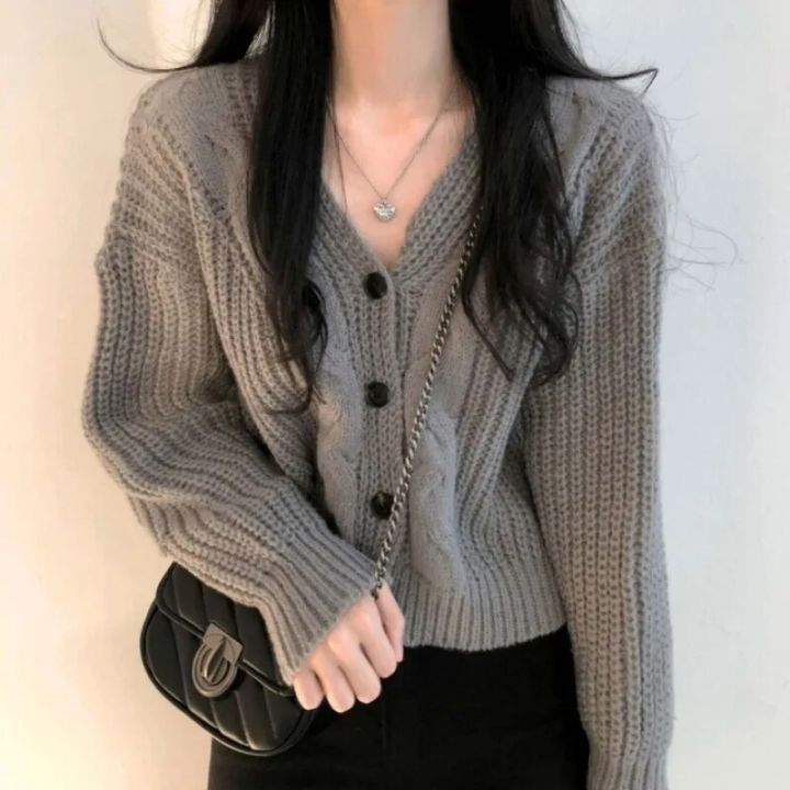 Button%20Front%20Cable%20Knit%20Cardigan%20Women's%20Vintage%20Long%20Sleeve%20Sweater%20Jacket%20Ladies%20Korean%20Fashion%20Autumn%20Winter%20Knitwear%20-%20Image%203