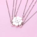 M2EA 4 Piece Four Leaf Clover Stitching Necklace Magnet Stone BFF Friendship Heart Pendant Chain Choker Necklace Jewelry.