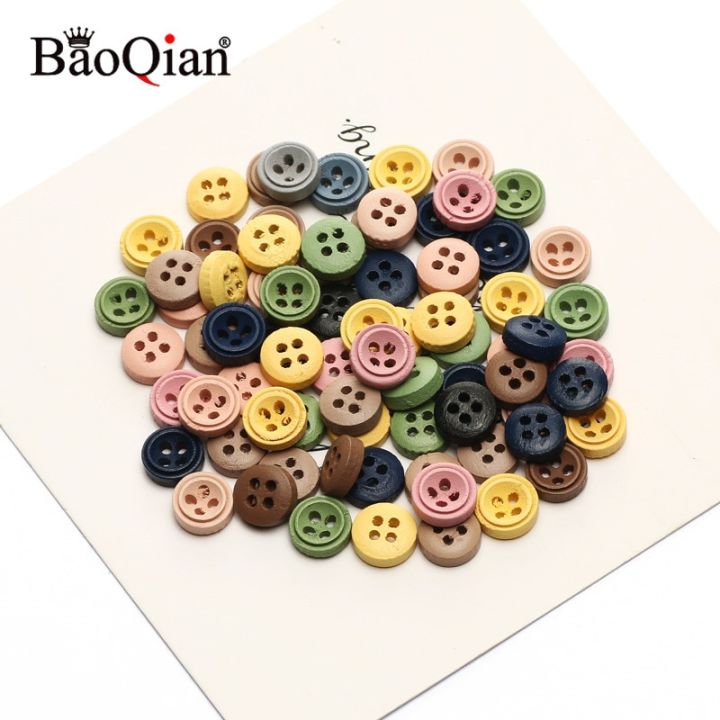 100pcs%209mm%20Mixed%204%20Hole%20Wooden%20Buttons%20For%20Clothing%20Decorative%20Sewing%20Button%20Accessories%20Scrapbooking%20Crafts%20Home%20Decor%20-%20Image%206