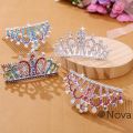 Children Tiaras Crowns Small Kids Girls Birthday Party Show Coloful Rhinestone Crystal Hair Comb Crown Princess Headwear.