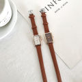EB Women Fashion Retro Simple Chic Quartz Watch Leather Strap Rectangle Watch. 