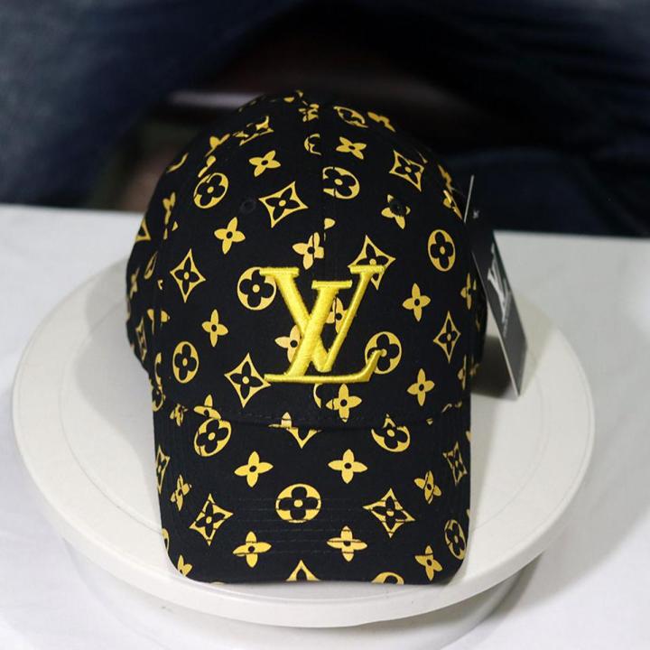 Export And Premium Lv Black Cap with Golden Embroidery For  display picture 1