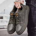 Italian Casual Shoes Men's Lace Up Oxford Shoes Genuine Leather Thick Bottom Outdoor Walking Shoes Black Office Men Dress Shoes KEEMEEUYZO.