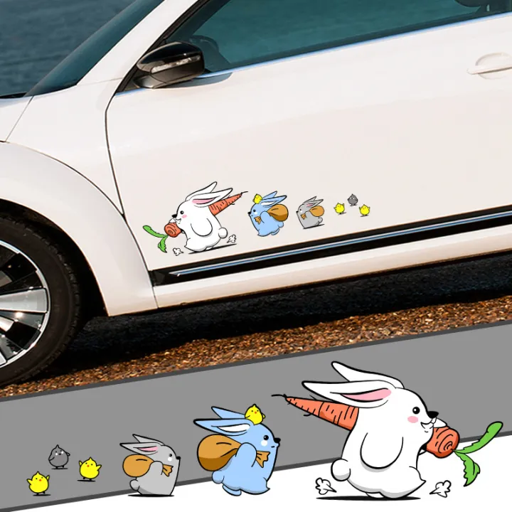 White Rabbit Car Decal Cute Bunny Sticker Car Animal Styling Funny Rabbit Decor Decals Auto ...