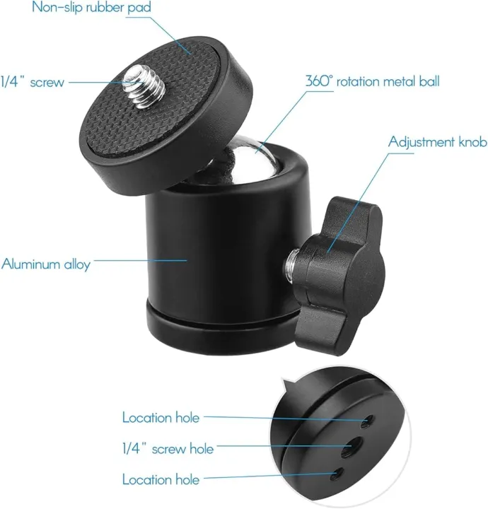 1pc%20Mini%20Swivel%20Ball%20Head%20Tripod%20Head%20360%20Degree%20Rotating%20Mount%20Base%20Adapter%20with%20Universal%201/4%20Inch%20Screw%20Mounts%20for%20DSLR%20ILDC%20Camera%20DV%20Tripod%20Monopod%20Light%20Stand%20%20-Tripod%20Head%20-%20Image%204