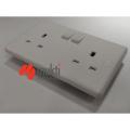 MK Made in Singapore ECORE 13A 3 Pin Flat 2 Gang Dual Outlet Socket with Switch Three 3Pin.