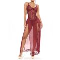 Bikini Cover-Ups Floral Lace See Through Slim Fit Maxi Dress Women Sleeveless V Neck Split Dress Sleepwear Night Dress. 