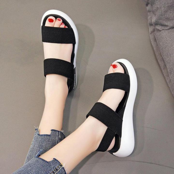 Student Sandals Women's Summer New Flat Beach Shoes Fashion All-Match Elastic Sneakers Casual Fairy Style Women's Shoes