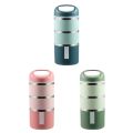 Tedemei 3.5 layers 1.43L with handle portable leak-proof Filled PU Foam inner stainless steel bowl student bento lunch box.