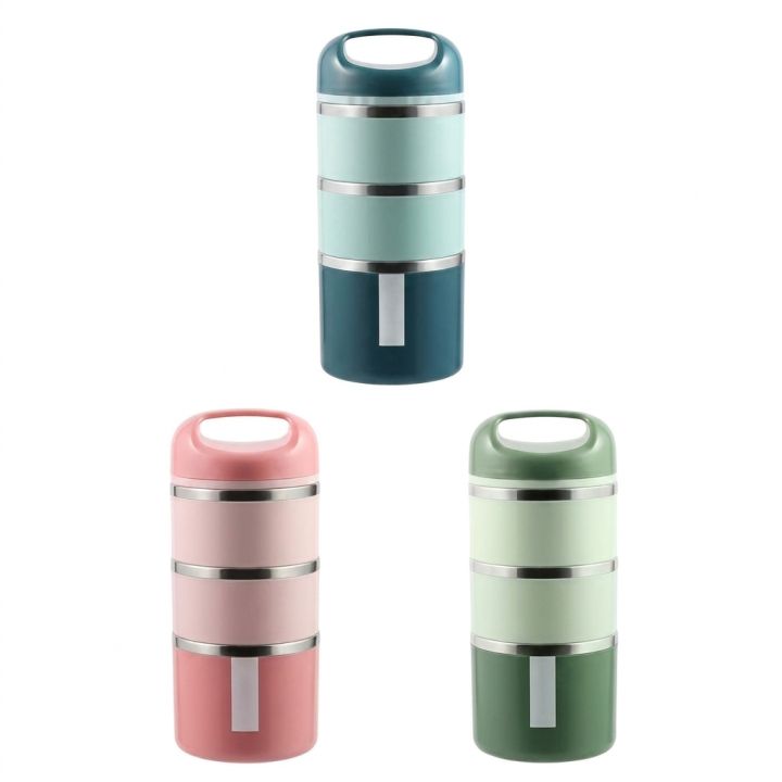 Tedemei 3.5 layers 1.43L with handle portable leak-proof Filled PU Foam inner stainless steel bowl student bento lunch box