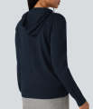 Womens Soft Knit Zip-Up Full Sleeve Sweater Hoodie with Pockets From Levin.