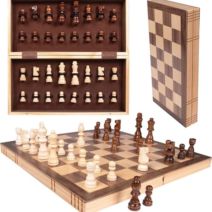 Chess Armory Chess Set 12" x 12" Wooden Chess Set Large Chess Board Set Unique Chess Game Includes Extra Queen Pieces Storage