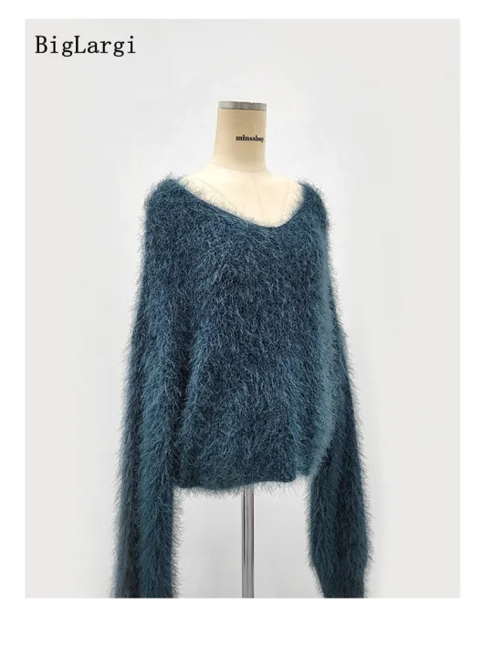 Lantern%20Sleeve%20Knitted%20Mohair%20Sweater%20Women%20Pullover%20Lazy%20Oaf%20Ladies%20Jumpers%20Tops%20Femme%20Korean%20Casual%202022%20Autumn%20Pull%20Femme%20-%20Image%205