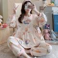 100%Cotton Pajamas for Pregnant Women Spring and Autumn Confinement Clothing Postpartum Maternal Feeding Nursing Wear Summer and Autumn Homewear Suit. 