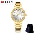 CURREN 9004 Brand Luxury Women's Casual Watches Waterproof Wristwatch Women Fashion Dress Rhinestone Stainless Steel Ladies Rosegold & White Watch - ঘড়ি.