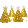 Gold Star Birthday Glitter Caps 1st Birthday Hat Newborn Baby Birthday Headband 1 2 3 Year Birthday Party Decoration.