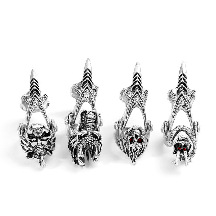 PantiesPantiesGothic Punk Armor Rings Dragon Skull Metal Full Finger Joint Claw Rock Ring Halloween Unisex Adjustable Vintage Ring