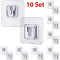 10Pair Double Sided Wall Adhesive Hook Socket Holder.