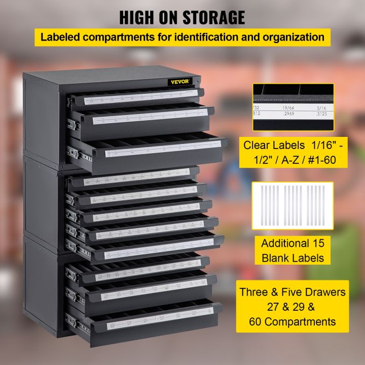VEVOR%20Stackable%20Drill%20Bit%20Dispenser%20Organizer%20Cabinet%203%20Pieces%20Kit%203/5-Drawer%20Workshop%20Hardware%20Auto%20Car%20Maintenance%20Storage%20Box%20-%20Image%203