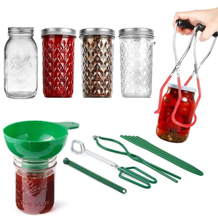 【NEW】 Canning Jar Lifter With Mason Jar Can Lifter Tongs Heat Resistance Anti-Clip Mason Jar Lifter Glass Mason Bottles Jam Making Set