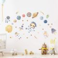 Wall Stickers for Boys Room Baby Nursary Room Decoration Cartoon Space Planet Astronaut Wall Decals Kids Bedroom Wallpaper Mural. 