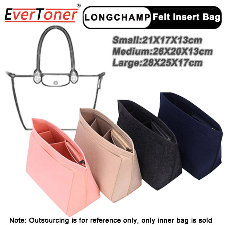【Lejia】EverToner Felt Insert Fits For Longchamp Handbag Liner Bag Organize Cosmetic Bag Felt Cloth Makeup Bag Support Handbag lining Insert Purse Bags