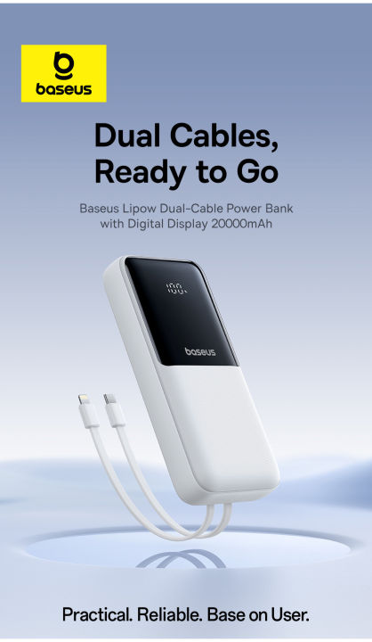 Baseus PPJP311 10,000mAh 22.5W Power Bank with Attached Type-C & Lightning Cable