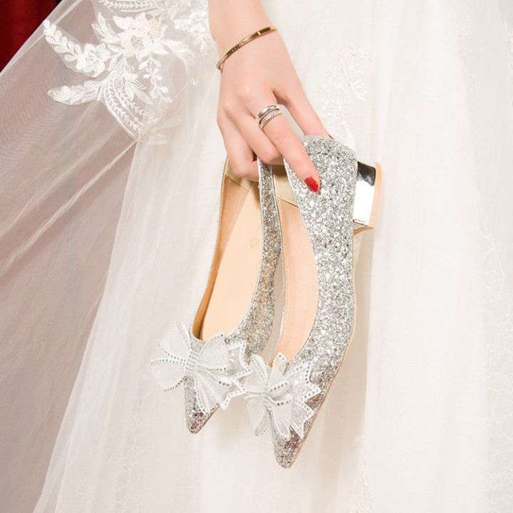 Women's%20Wedding%20Shoes%20with%20Thick%20Heels2023Year%20New%20Bridal%20Shoes%20Not%20Tired%20Feet%20Pregnant%20Women%20Crystal%20High%20Heels%20Xiuhe%20Two-Way%20Wear%20-%20Image%203